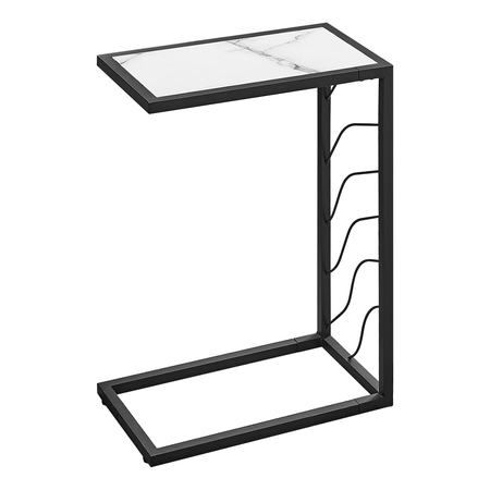 MONARCH SPECIALTIES Accent Table - 25"H / White Marble-Look / Black Metal I 3300